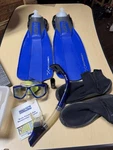 Tusa Liberator X-ten SF-5000 Blue Fins Scuba Diving Snorkel Titos Mask, Bag. Fixed Price $49.99.