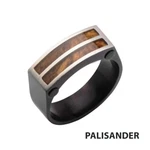 Hollis Mens Ring Stainless Steel Brown Rosewood Inlay. Fixed Price $90.00.