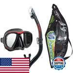 Tusa Sport Adult Powerview Mask And Dry Snorkel Combo Black/red W/reusable. Fixed Price $95.17.