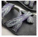 Chaco Z2 Purple & Aqua Blue Blend Vibrant Sole Toe Loop Sandals Women Size 7. Fixed Price $36.00.
