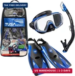 Tusa Sport Adult Black Series Visio Tri-ex Mask, Dry Snorkel, And Fins Travel. Fixed Price $155.25.