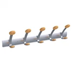 New ! Alba Innovative Double Wooden Five Coat Hook; Silver - ABAPMV5. Fixed Price $39.88.
