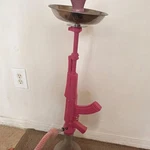 Gangsta Hookah Pink AK-47 Rifle Design Glass Base With Hose. Fixed Price $50.00.