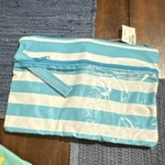 Blue White Striped Plastic Waterproof Bag With Zipper For Wet Bathing Suit Etc. Fixed Price $12.00.
