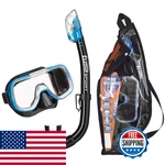 Tusa Sport Youth Mini-kleio Mask And Dry Snorkel Combo Set Black/fishtail Blue. Fixed Price $92.41.