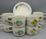 Barrier Reef By Studio Nova Cup And Saucer Set Of 8 Y2310 Fish Aqua Flat Bottom. Fixed Price $48.00.