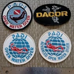Lot Of 4 Vintage Padi Open Water Scuba Diver Diving Dacor Patches. Fixed Price $12.95.