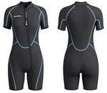 Seaskin Women's Shorty Wetsuit Black/blue Trim Front Zip Sleeve. Fixed Price $30.00.