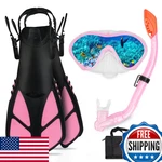 Aosdero Kids Snorkeling Set Flippers Panoramic Mask Dry Top. Fixed Price $71.47.