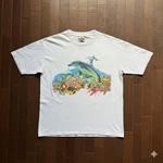 Retro Colorful Dolphin And Coral Reef Graphic Unisex Short Sleeve T-shirt S-5XL. Fixed Price $20.99.