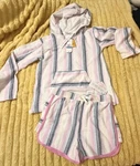 Big Girls Roxy Daydreamin Striped Terry Baja Hoodie & Shorts Size 16. Fixed Price $52.00.