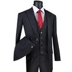 Big & Tall Men's Black Striped 3 Piece Regular Fit Suit W/ Flex Waist New. Fixed Price $140.25.